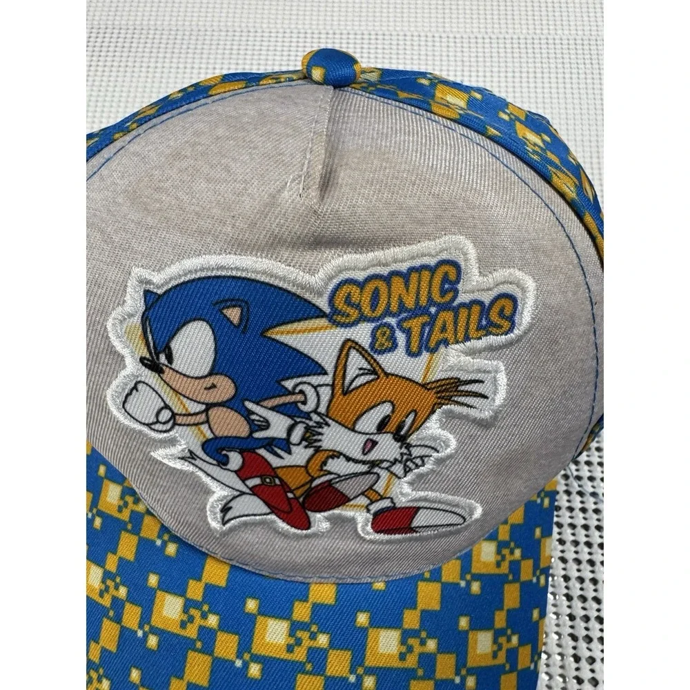 (686) Sonic The Hedgehog Sonic & Tails Hat Cap Blue Yellow Sega Kids